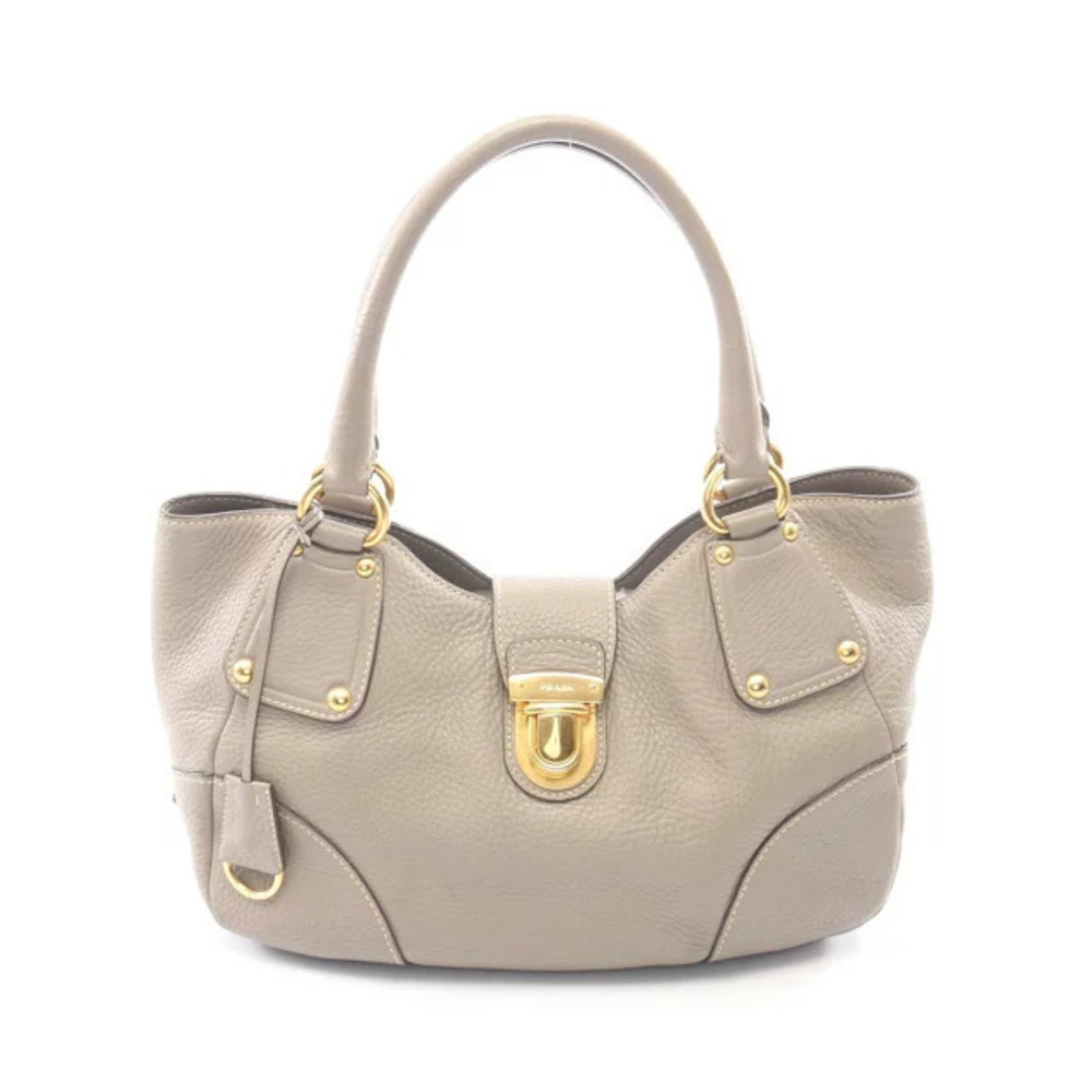 Prada Vitello Daino Leather Shoulder Bag Gray
